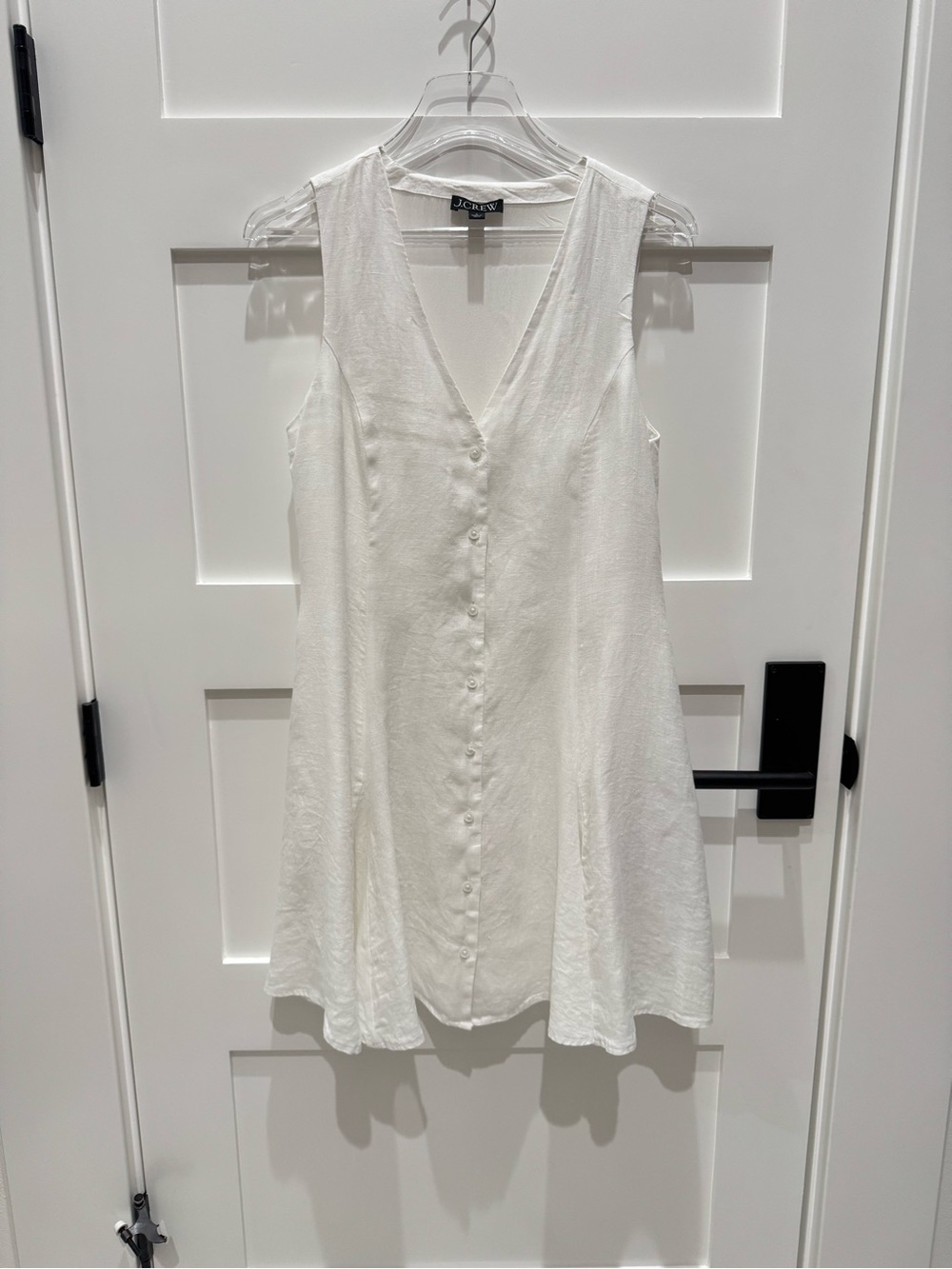 J. Crew White Sleeveless V-Neck Button-Front Dress - Picture 5 of 10